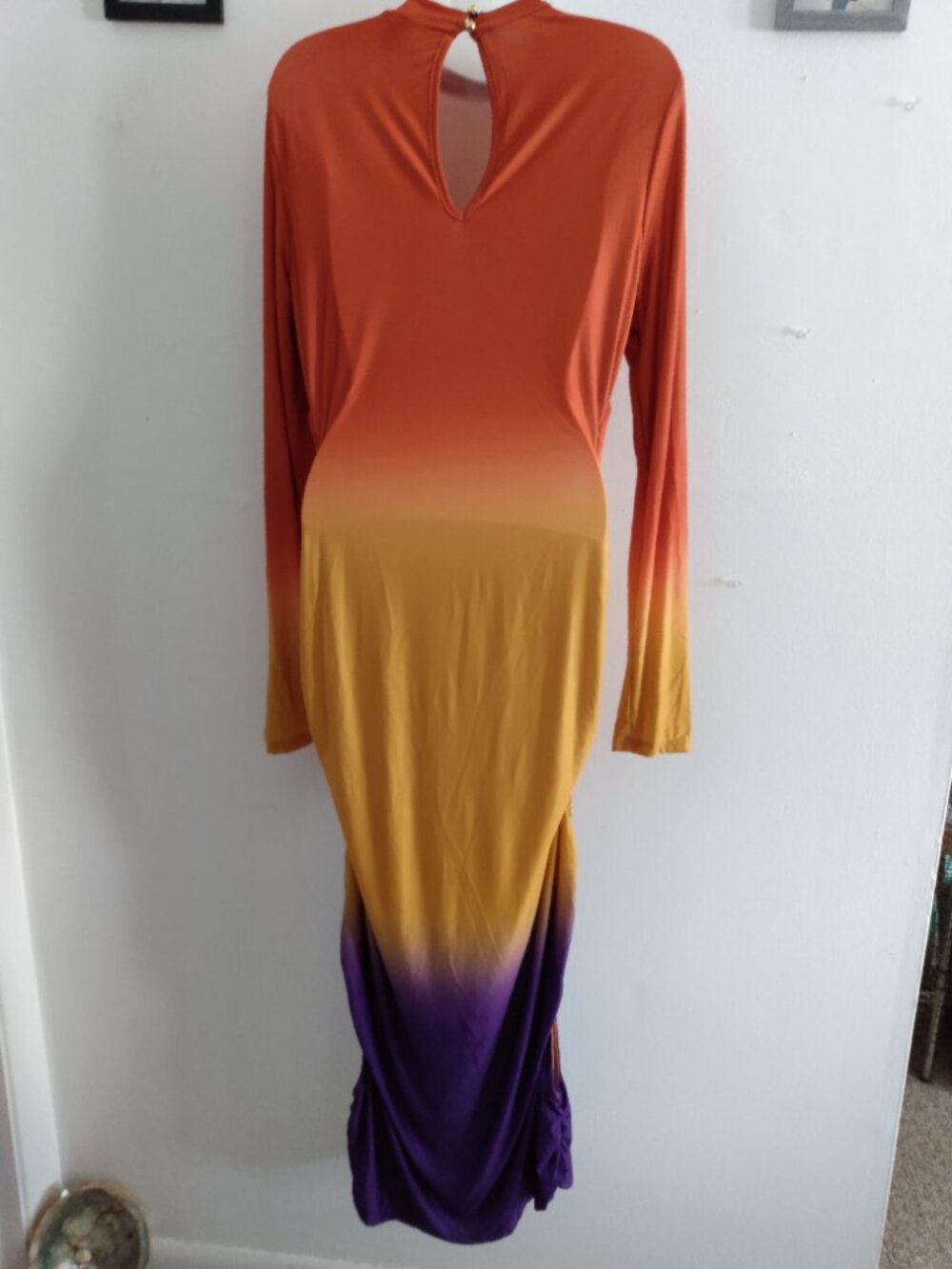 Gibiu Long Sleeve Maxi Bodycon Dress With 3 Cutouts Each Side Pride Colors ~ EC